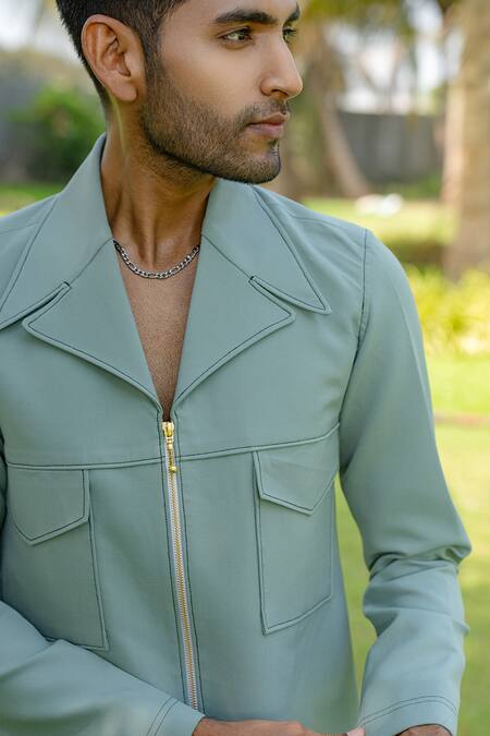 Buy Hilo Design Olive Green Sandrift Shacket Online at Aza Fashions Buy_Hilo Design_Olive Green Sandrift Shacket _Online_at_Aza_Fashions