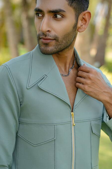 Shop Hilo Design Olive Green Sandrift Shacket Online at Aza Fashions Shop_Hilo Design_Olive Green Sandrift Shacket _Online_at_Aza_Fashions