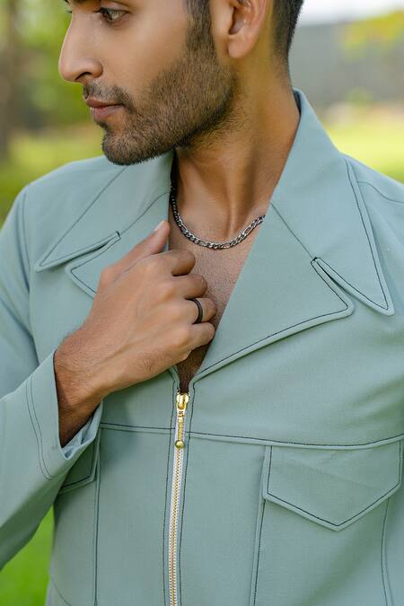 Hilo Design Olive Green Sandrift Shacket at Aza Fashions Hilo Design_Olive Green Sandrift Shacket _at_Aza_Fashions