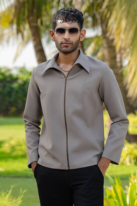 Shop Hilo Design Brown Cavalier Light Shacket at Aza Fashions Shop_Hilo Design_Brown Cavalier Light Shacket _at_Aza_Fashions