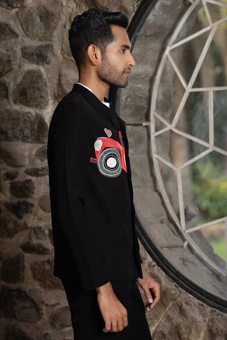 Hilo Design Black Embroidery Cruise Shacket Online at Aza Fashions Hilo Design_Black Embroidery Cruise Shacket _Online_at_Aza_Fashions