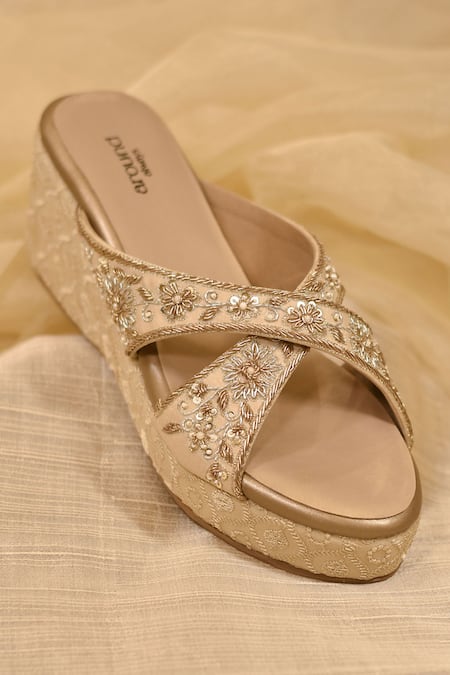 Around Always Gold Embroidery Designer Wedges 