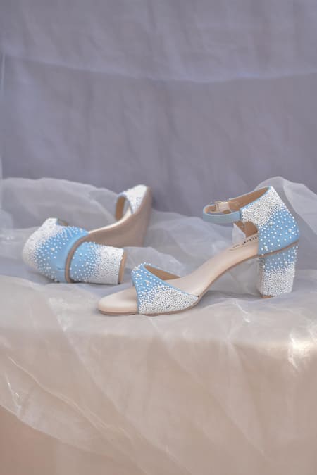 Shop Around Always Blue Beads Oyster Designer Sandals at Aza Fashions Shop_Around Always_Blue Beads Oyster Designer Sandals _at_Aza_Fashions