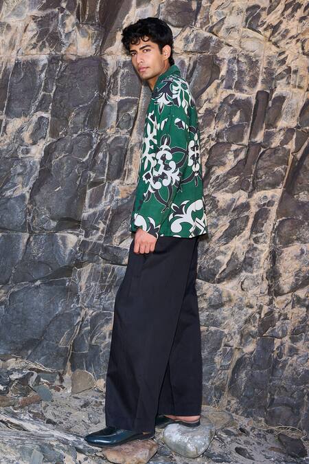 Buy Dash And Dot Green Tencel Motif Shirt Online at Aza Fashions Buy_Dash And Dot_Green Tencel Motif Shirt _Online_at_Aza_Fashions