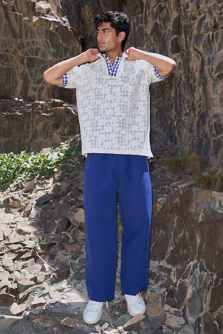 Buy_Dash And Dot_Beige Cotton Reversible Madras Check Polo _Online_at_Aza_Fashions