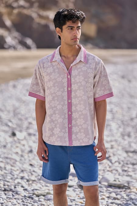 Dash And Dot Indigo Denim Knit Shorts 