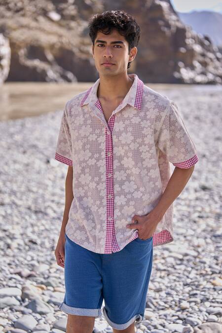 Shop Dash And Dot Blue Cotton Indigo Denim Knit Shorts Online at Aza Fashions Shop_Dash And Dot_Blue Cotton Indigo Denim Knit Shorts _Online_at_Aza_Fashions