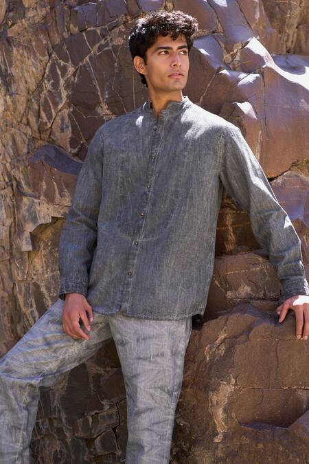 Shop_Dash And Dot_Gray Tencel Washed Grey Pant _Online_at_Aza_Fashions