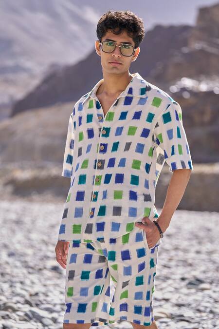 Dash And Dot Cotton Ikat Weave Shirt Online at Aza Fashions Dash And Dot_Cotton Ikat Weave Shirt _Online_at_Aza_Fashions