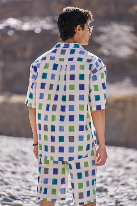 Dash And Dot Ikat Weave Organic Cotton Shorts 