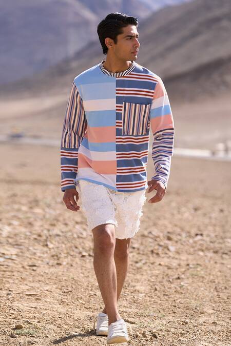 Buy Dash And Dot Multi Color Cotton Stripe Blocked Tee Online at Aza Fashions Buy_Dash And Dot_Multi Color Cotton Stripe Blocked Tee _Online_at_Aza_Fashions