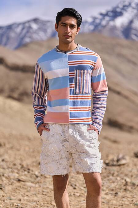 Shop Dash And Dot Multi Color Cotton Stripe Blocked Tee Online at Aza Fashions Shop_Dash And Dot_Multi Color Cotton Stripe Blocked Tee _Online_at_Aza_Fashions