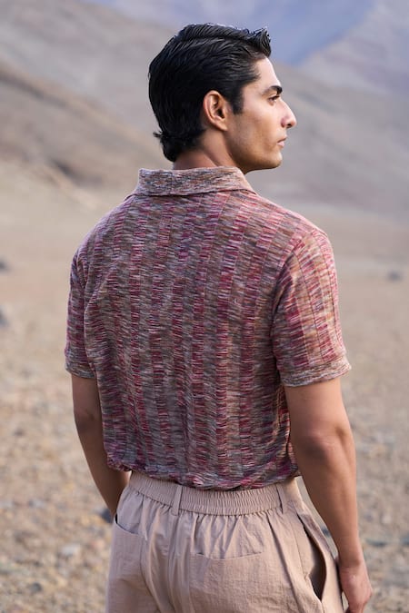 Dash And Dot Jacquard Rib Polo Tshirt 