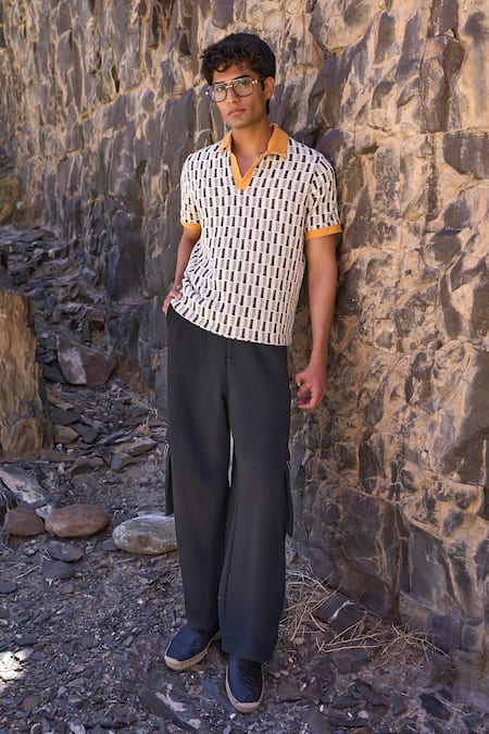 Buy Dash And Dot Ivory Jacquard Polo Tshirt Online at Aza Fashions Buy_Dash And Dot_Ivory Jacquard Polo Tshirt _Online_at_Aza_Fashions