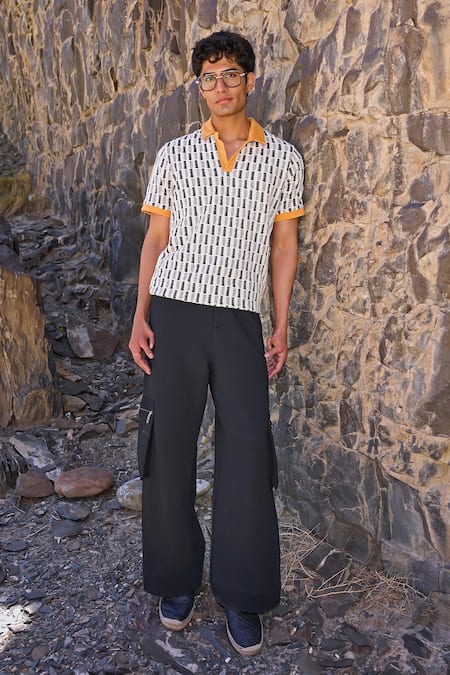 Dash And Dot Ivory Jacquard Polo Tshirt 