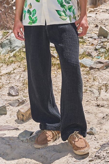 Dash And Dot Black Cotton Washed Textured Pant Online at Aza Fashions Dash And Dot_Black Cotton Washed Textured Pant _Online_at_Aza_Fashions