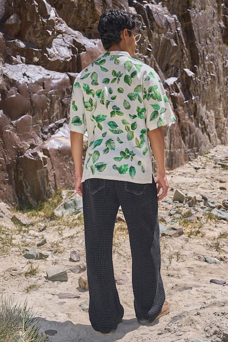 Shop Dash And Dot Black Cotton Washed Textured Pant at Aza Fashions Shop_Dash And Dot_Black Cotton Washed Textured Pant _at_Aza_Fashions