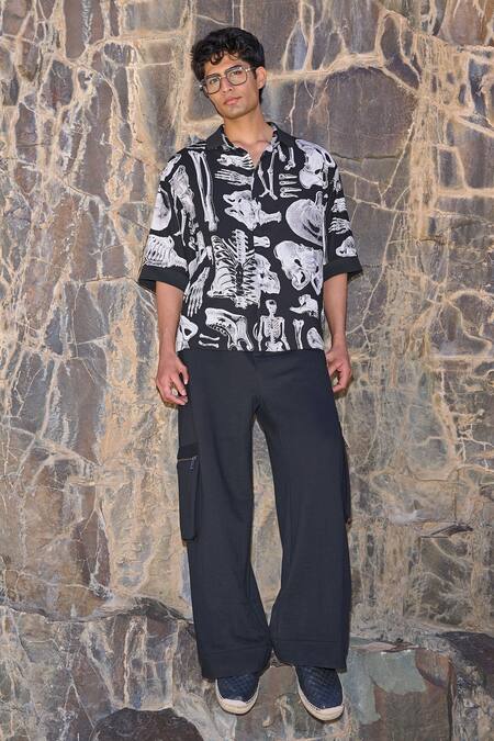 Buy Dash And Dot Black Cotton Knitted Cargo Pant Online at Aza Fashions Buy_Dash And Dot_Black Cotton Knitted Cargo Pant _Online_at_Aza_Fashions