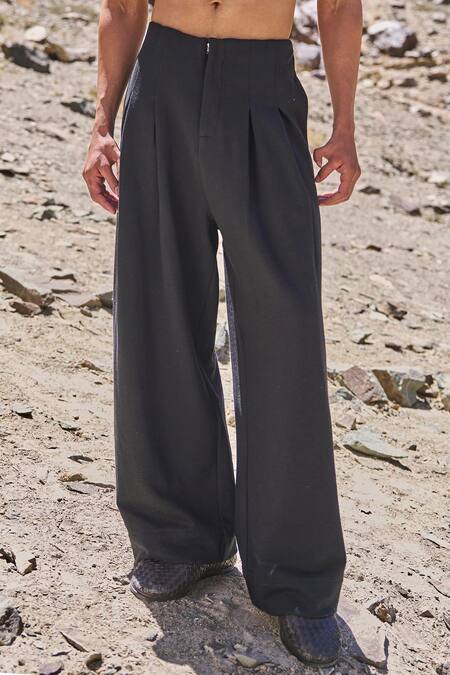 Dash And Dot Black Cotton Organic Knitted Pants Online at Aza Fashions Dash And Dot_Black Cotton Organic Knitted Pants _Online_at_Aza_Fashions