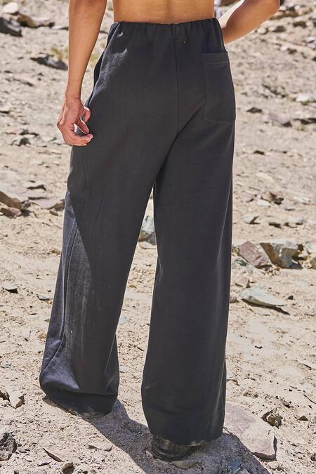 Shop Dash And Dot Black Cotton Organic Knitted Pants Online at Aza Fashions Shop_Dash And Dot_Black Cotton Organic Knitted Pants _Online_at_Aza_Fashions