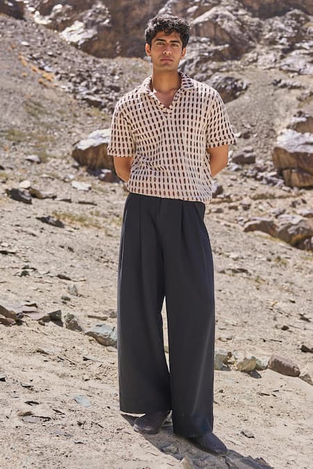 Shop Dash And Dot Black Cotton Organic Knitted Pants at Aza Fashions Shop_Dash And Dot_Black Cotton Organic Knitted Pants _at_Aza_Fashions