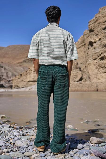 Buy Dash And Dot Green Cotton Washed Textured Pant Online at Aza Fashions Buy_Dash And Dot_Green Cotton Washed Textured Pant _Online_at_Aza_Fashions