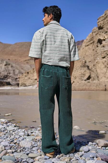 Shop Dash And Dot Green Cotton Washed Textured Pant Online at Aza Fashions Shop_Dash And Dot_Green Cotton Washed Textured Pant _Online_at_Aza_Fashions