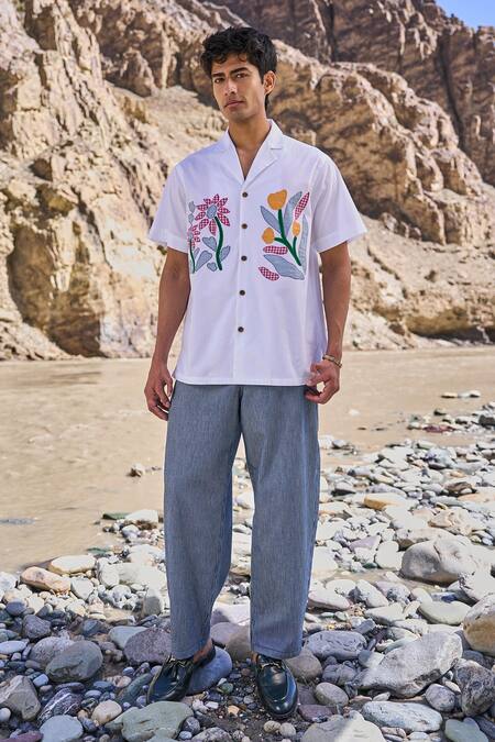 Buy Dash And Dot Blue Cotton Pinstripe Barrel Pant Online at Aza Fashions Buy_Dash And Dot_Blue Cotton Pinstripe Barrel Pant _Online_at_Aza_Fashions