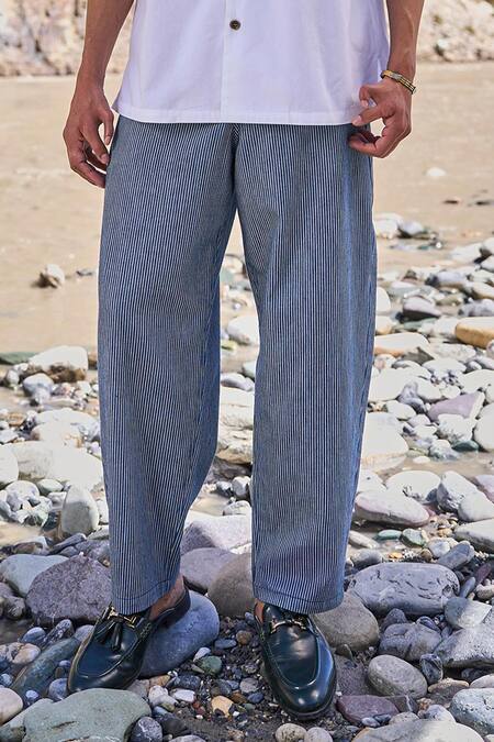 Shop Dash And Dot Blue Cotton Pinstripe Barrel Pant Online at Aza Fashions Shop_Dash And Dot_Blue Cotton Pinstripe Barrel Pant _Online_at_Aza_Fashions