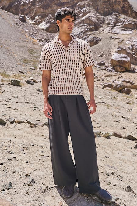 Dash And Dot Multi Color Jacquard Polo T-shirt at Aza Fashions Dash And Dot_Multi Color Jacquard Polo T-shirt _at_Aza_Fashions