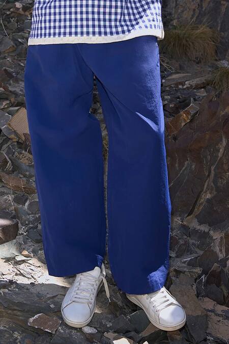 Buy Dash And Dot Blue Nylon Relaxed Pant Online at Aza Fashions Buy_Dash And Dot_Blue Nylon Relaxed Pant _Online_at_Aza_Fashions