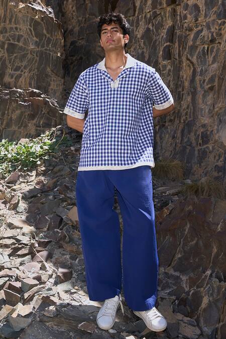 Dash And Dot Blue Nylon Relaxed Pant at Aza Fashions Dash And Dot_Blue Nylon Relaxed Pant _at_Aza_Fashions