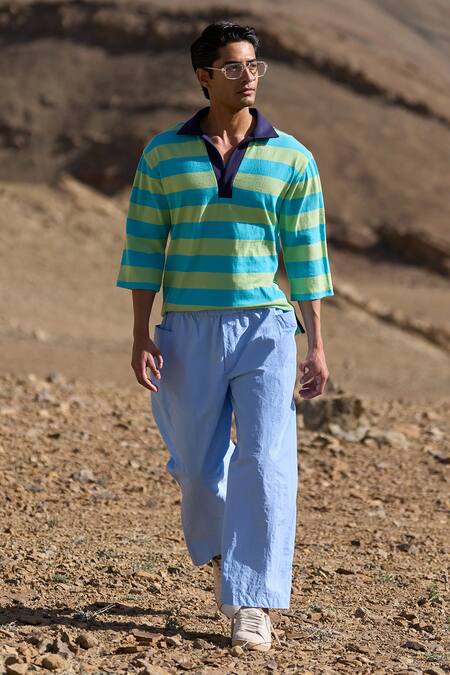 Buy Dash And Dot Sky Blue Nylon Pocketed Pant Online at Aza Fashions Buy_Dash And Dot_Sky Blue Nylon Pocketed Pant _Online_at_Aza_Fashions