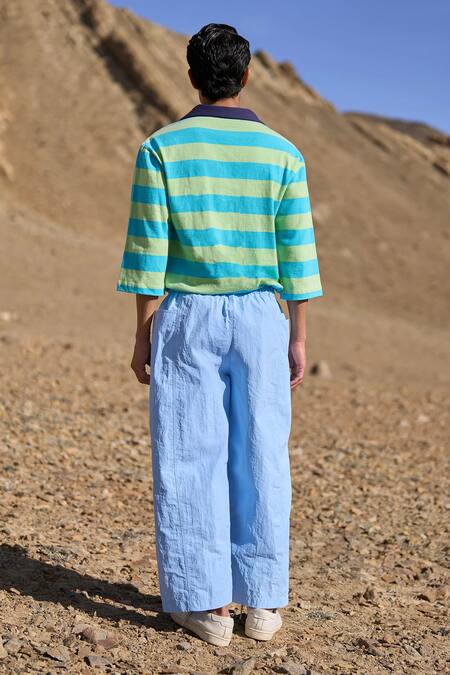 Buy Dash And Dot Sky Blue Nylon Pocketed Pant Buy_Dash And Dot_Sky Blue Nylon Pocketed Pant