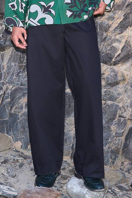 Dash And Dot Black Cotton Inverted Pleat Pant Online at Aza Fashions Dash And Dot_Black Cotton Inverted Pleat Pant _Online_at_Aza_Fashions