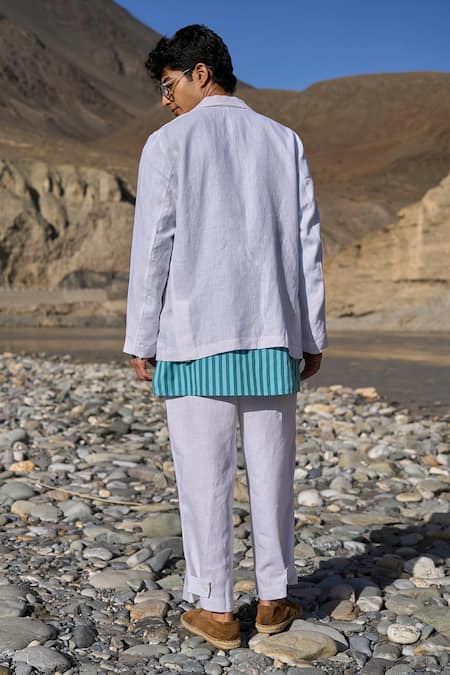 Dash And Dot White Linen Blazer 