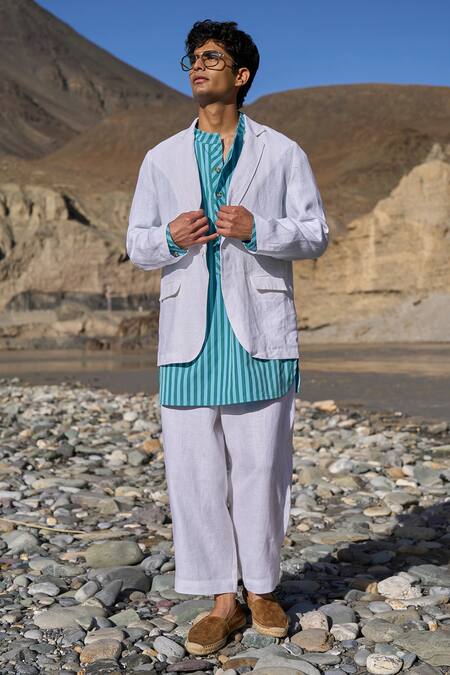 Shop Dash And Dot White Linen Adjustable Cuff Pant Online at Aza Fashions Shop_Dash And Dot_White Linen Adjustable Cuff Pant _Online_at_Aza_Fashions