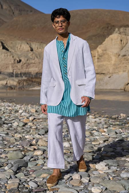 Dash And Dot White Linen Adjustable Cuff Pant 
