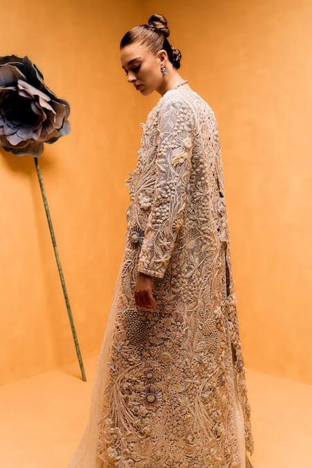 Taali Off White Hand Embellished Jacket Set 