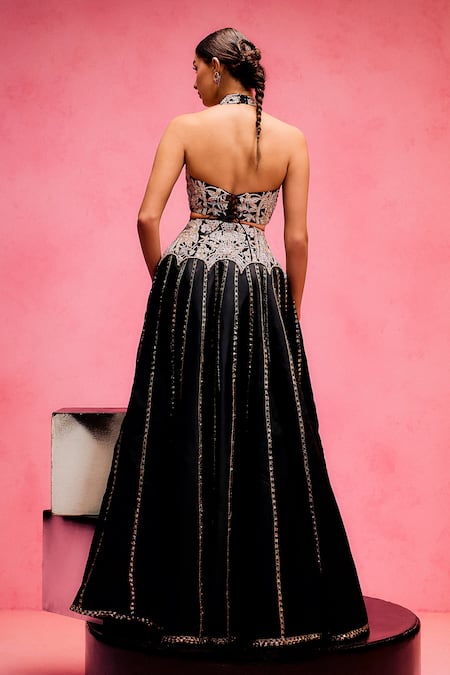 Taali Black Lace Embellished Lehenga Set 