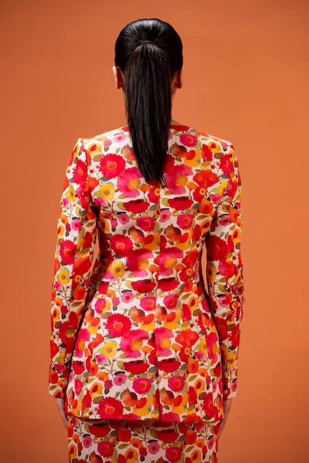 Taali Multi Color Floral Print Jacket & Skirt Set 