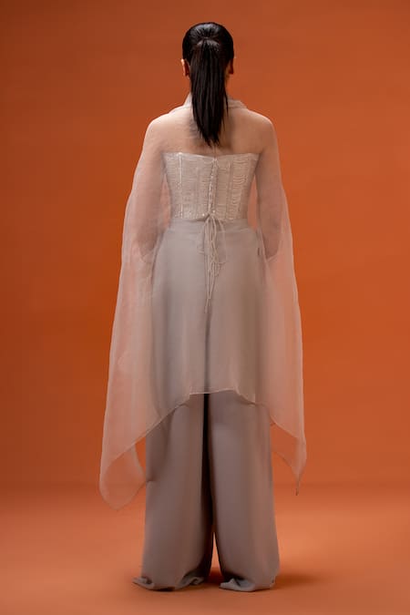 Taali Silver Hand Embellished Corset & Skirt Set 