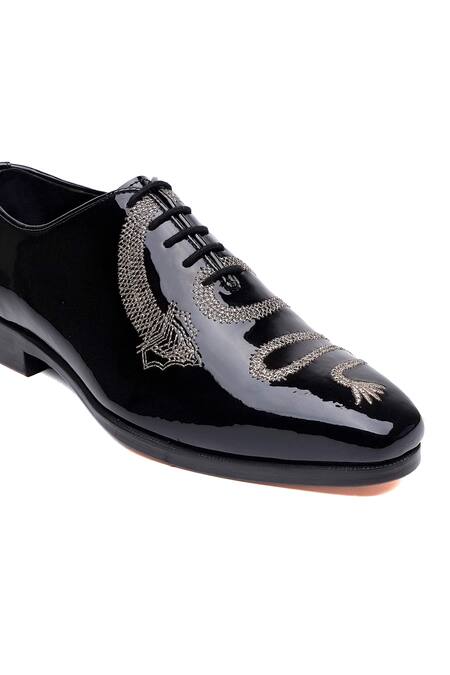 Buy Shutiq Black Embroidery Designer Patent Leather Shoes Online at Aza Fashions Buy_Shutiq_Black Embroidery Designer Patent Leather Shoes _Online_at_Aza_Fashions