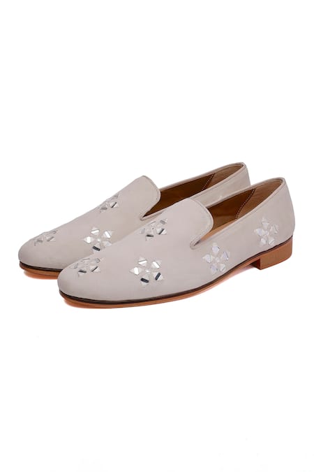 Shutiq Flora Ivory Suede Designer Shoes 