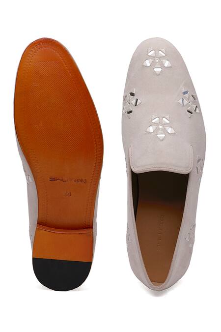 Buy Shutiq Ivory Flora Suede Designer Shoes Online at Aza Fashions Buy_Shutiq_Ivory Flora Suede Designer Shoes _Online_at_Aza_Fashions