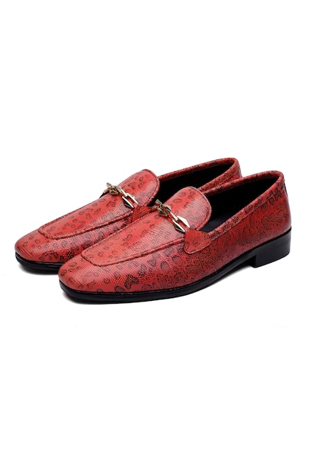 Shutiq Designer Burgundy Python Print Shoes 