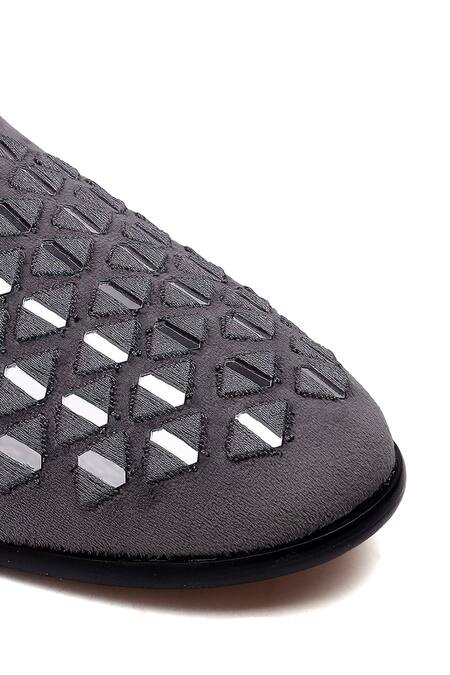 Shop Shutiq Gray Designer Grey Suede Shoes Online at Aza Fashions Shop_Shutiq_Gray Designer Grey Suede Shoes _Online_at_Aza_Fashions