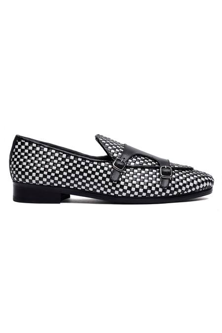 Shutiq_Black Designer Tessera Monk Shoes _Online_at_Aza_Fashions