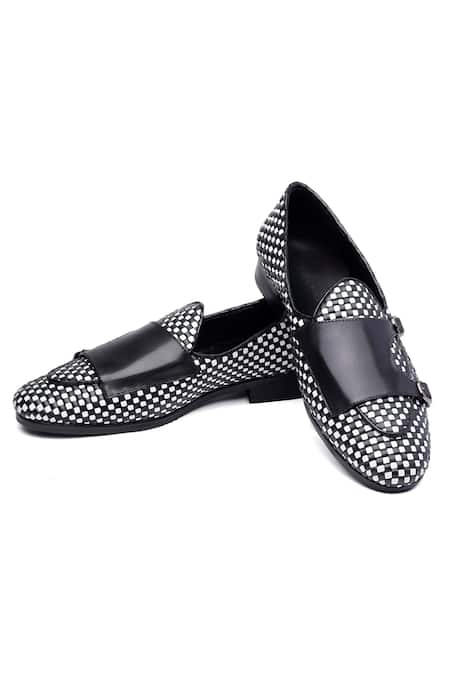 Shutiq Black Designer Tessera Monk Shoes