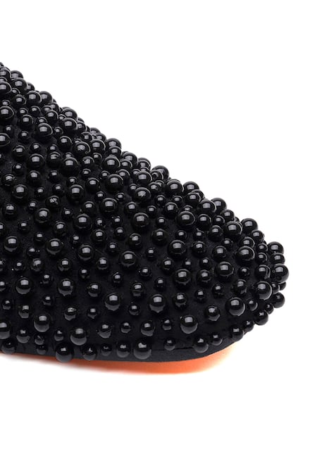 Shutiq_Black Beads Suede Designer Shoes _Online_at_Aza_Fashions